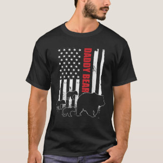 Daddy Bear with 3 cubs American Flag Daddy Bear Tr T-Shirt