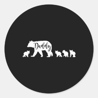 Daddy Bear With 4 Four Cubs Fun Dad Father Papa Classic Round Sticker