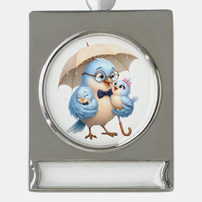 Daddy Bird Banner Ornament Dad Keepsake (Front)