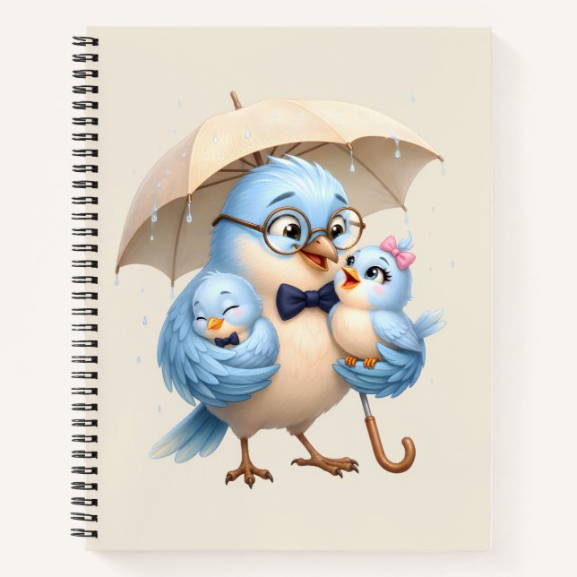 Daddy Bird Family Spiral Notebook (Front)
