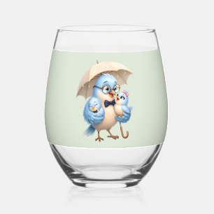 Daddy Bird Family Stemless Glass