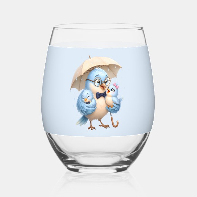 Daddy Bird Stemless Glass Family Keepsake (Front)
