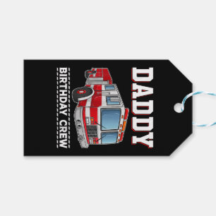 Daddy Birthday Crew Fire Truck Themed Family Match Gift Tags