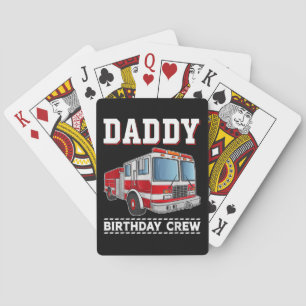 Daddy Birthday Crew Fire Truck Themed Family Match Playing Cards