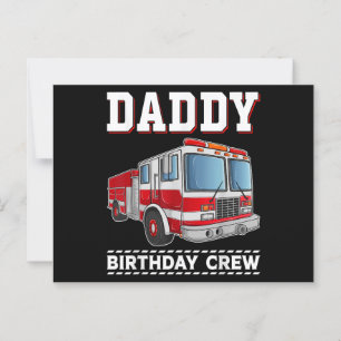 Daddy Birthday Crew Fire Truck Themed Family Match Postcard