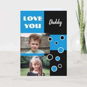 Daddy blue and black photo Birthday greeting Card