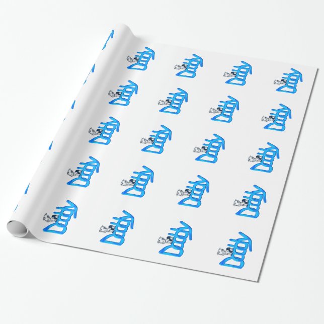 Daddy Blue Baby Wrapping Paper (Unrolled)