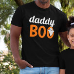 Daddy Boo Orange Black Halloween Family Matching T-Shirt<br><div class="desc">Modern family matching Halloween shirt design features "Daddy Boo" text in orange and white with a little ghost accent. Personalise one for each member of your crew.</div>