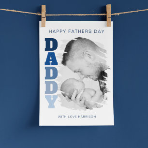 Daddy Brushed Effect Photo Fathers Day Holiday Card