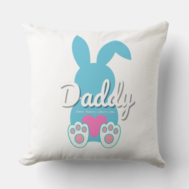 	Daddy Bunny Throw Pillow – Easter Gift for Dad (Front)