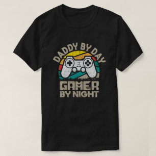 Daddy By Day Gamer By Night Funny Dad Jokes Gaming T-Shirt