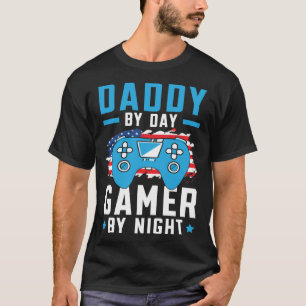 Daddy By Day Gamer By Night Gaming Dad Fatherhood  T-Shirt