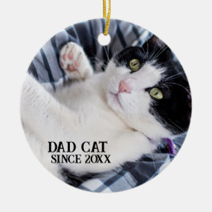 Daddy cat since Photo cute cat Ceramic Ornament