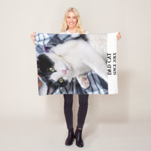 Daddy cat since Photo cute cat Fleece Blanket
