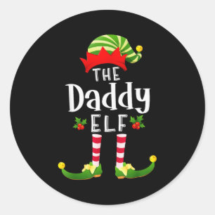 Daddy Christmas Elf Matching Pajama X-mas Party Classic Round Sticker