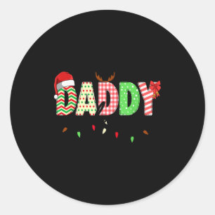 Daddy Claus Christmas Lights Santa Pajama Family M Classic Round Sticker