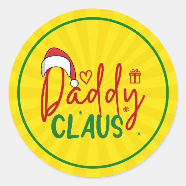 Daddy Claus Custom Christmas Design-60094 Classic Round Sticker (Front)