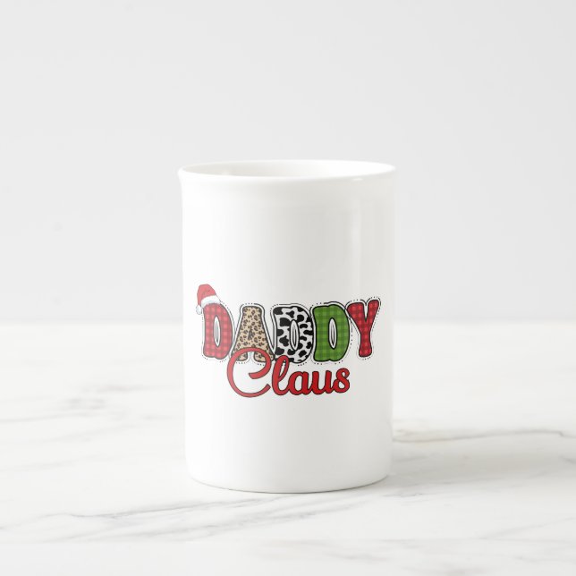 Daddy Claus Plaid Design  Bone China Mug (Front)