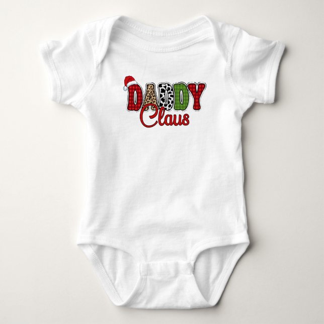 Daddy Claus Plaid Pattern-60095 Baby Bodysuit (Front)