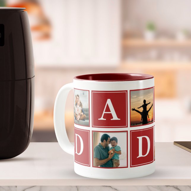 Daddy Collage 5 Photos Funny Scrip Daddy Two-Tone Coffee Mug (Creator Uploaded)