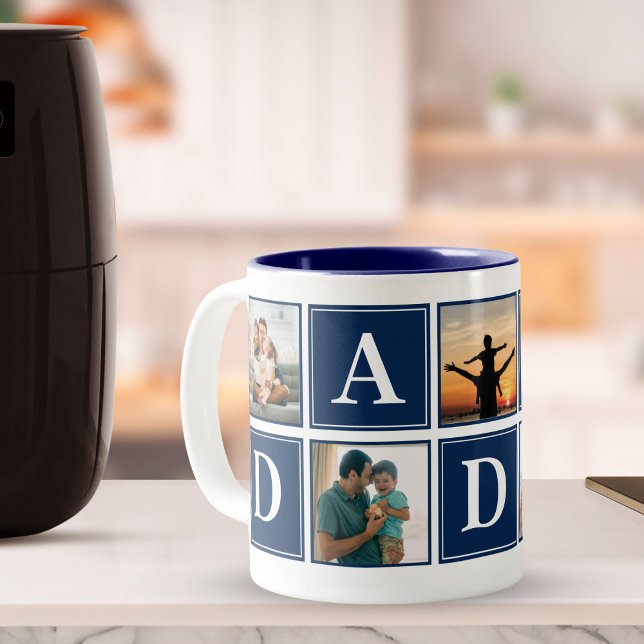 Daddy Collage 5 Photos Funny Scrip Daddy Two-Tone Coffee Mug (Creator Uploaded)