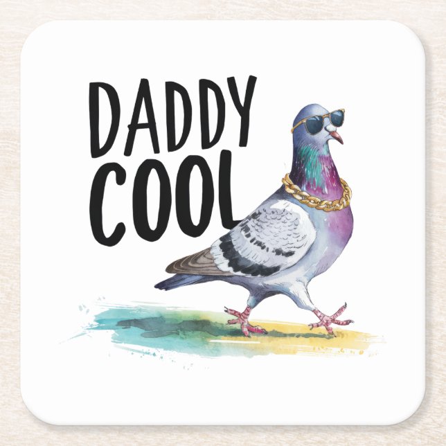 Daddy Cool Square Paper Coaster (Front)