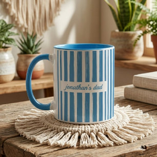 Daddy Custom Light Blue Stripes Dad Baby Reveal Mug