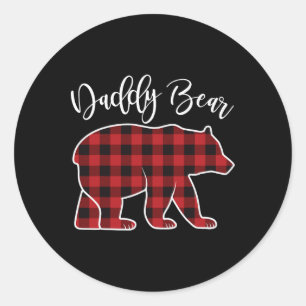 Daddy Dad Bear Pajama Red Buffalo Xmas Family Chri Classic Round Sticker