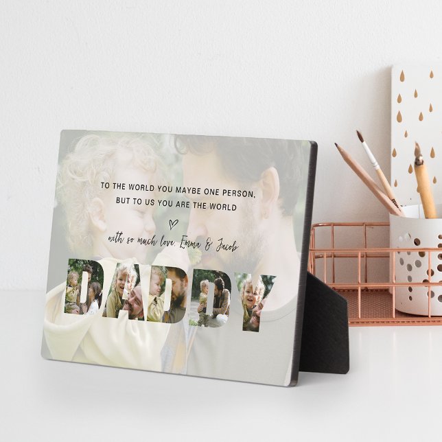 Daddy Dad Photo Collage Kid's name Father's Day Plaque (Creator Uploaded)