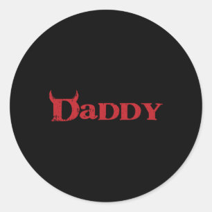 Daddy Devil Horn Lazy Halloween Costume Gothic Pap Classic Round Sticker