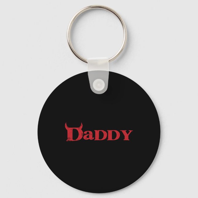 Daddy Devil Horn Lazy Halloween Costume Gothic Pap Key Ring (Front)