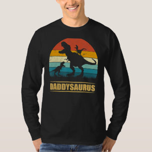 Daddy Dinosaur Daddysaurus 2 Kids Father's Day Fo T-Shirt