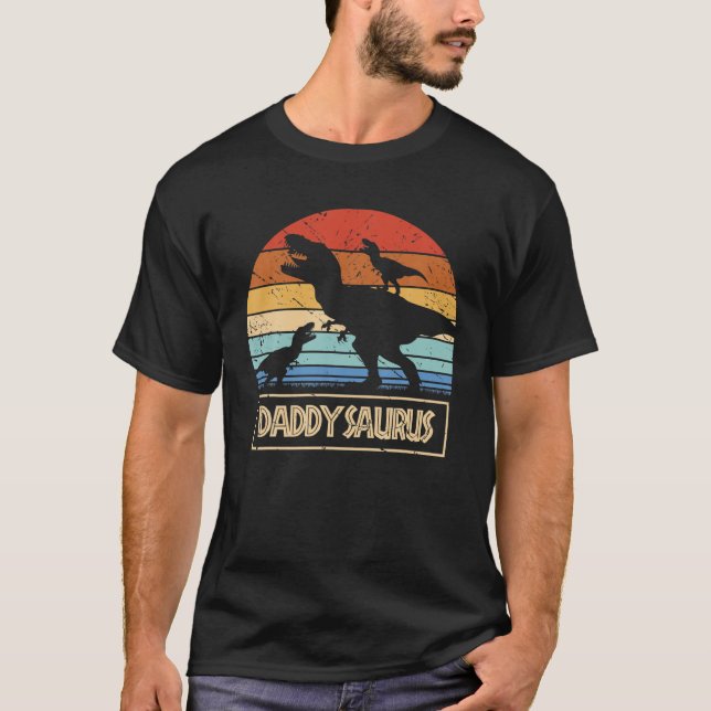 Daddy Dinosaur Daddysaurus 2 Kids Father's Day Gif T-Shirt (Front)
