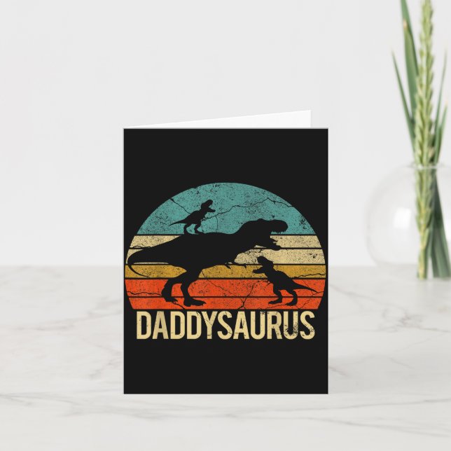 Daddy Dinosaur Daddysaurus 2 Two Kids Christmas Gi Card (Front)