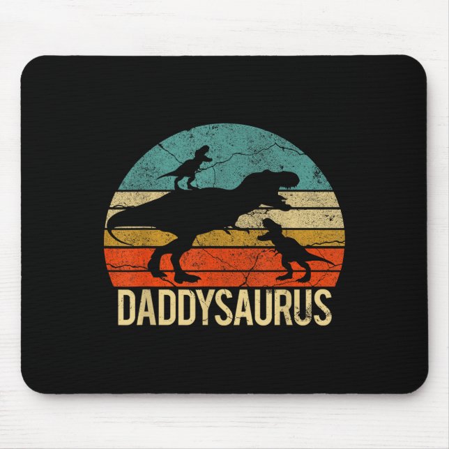 Daddy Dinosaur Daddysaurus 2 Two Kids Christmas Gi Mouse Pad (Front)