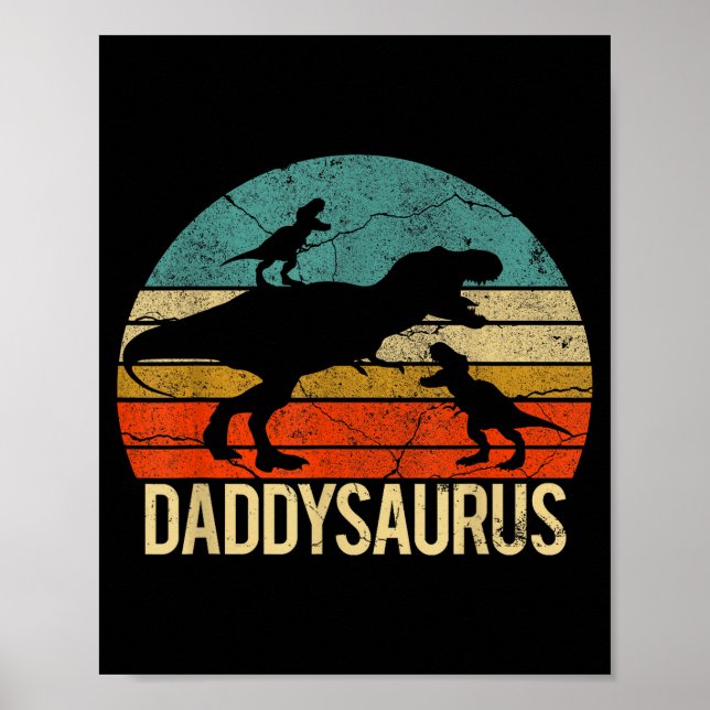 Daddy Dinosaur Daddysaurus 2 Two Kids Christmas Gi Poster (Front)