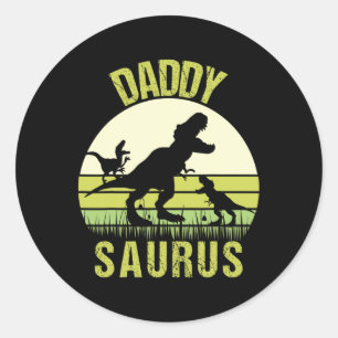 Daddy Dinosaur Daddysaurus 2 Two Kids Fathers Day Classic Round Sticker