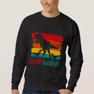 Daddy Dinosaur Daddysaurus 2 Two kids Xmas Men Fat Sweatshirt