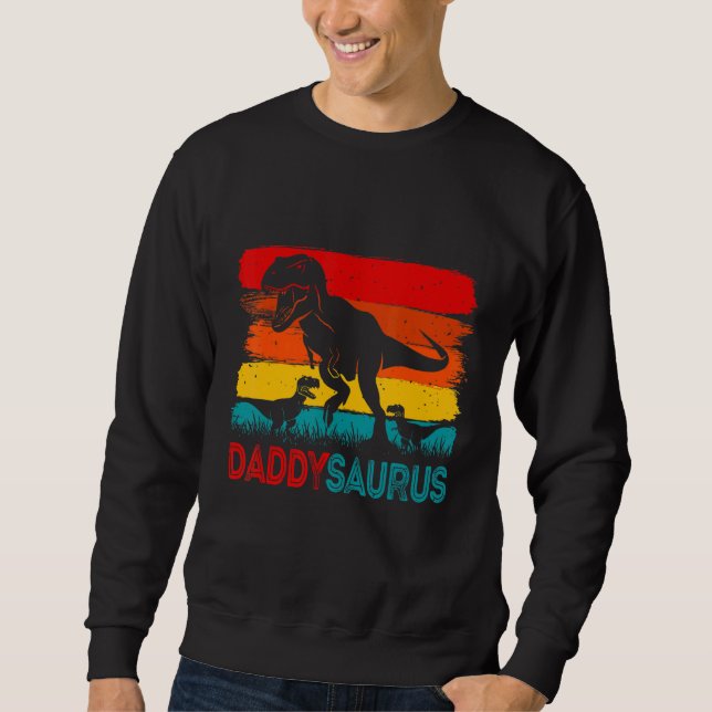 Daddy Dinosaur Daddysaurus 2 Two kids Xmas Men Fat Sweatshirt (Front)