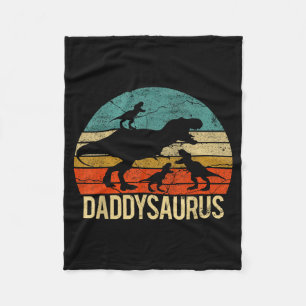 Daddy Dinosaur Daddysaurus 3 Three Kids Xmas Chris Fleece Blanket