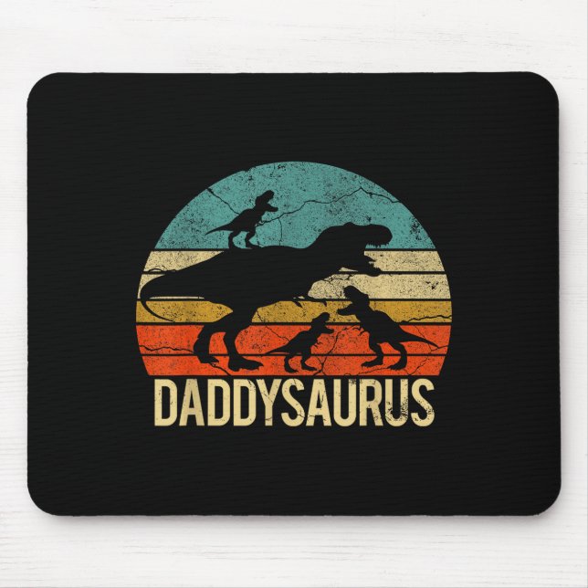 Daddy Dinosaur Daddysaurus 3 Three Kids Xmas Chris Mouse Pad (Front)