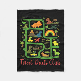 Daddy Dinosaur Dino Land Map Tired Dads Club Fleece Blanket