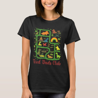 Daddy Dinosaur Dino Land Map Tired Dads Club T-Shirt