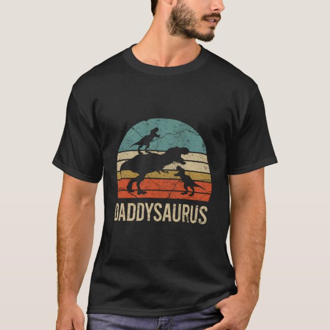 Daddy Dinosaur Tee Funny Dad Daddysaurus 2 Two Kid (Front)