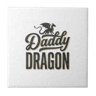 Daddy Dragon Vintage Engraving Shirt Design_1 Ceramic Tile