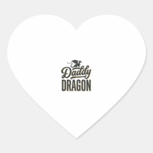 Daddy Dragon Vintage Engraving Shirt Design_1 Heart Sticker