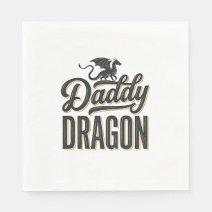 Daddy Dragon Vintage Engraving Shirt Design_1 Napkin