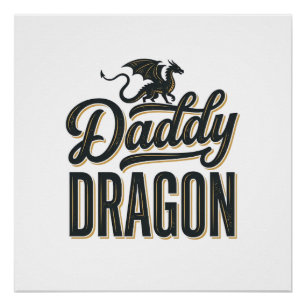 Daddy Dragon Vintage Engraving Shirt Design_1 Poster
