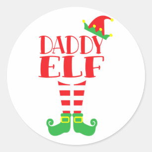 Daddy Elf Christmas Season Dad's Mum's Matching Te Classic Round Sticker