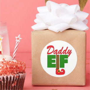 Daddy Elf Classic Round Sticker